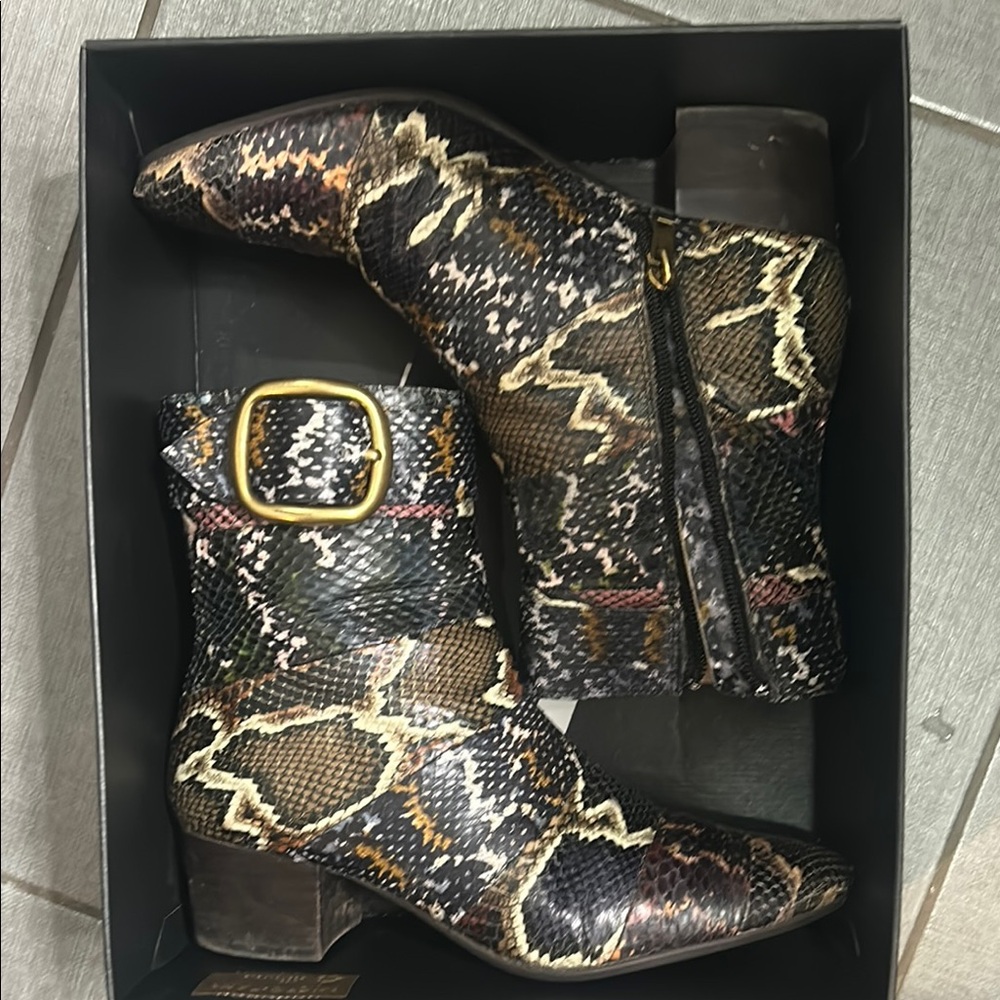 Coach Multicolor Snakeskin Ankle Boots